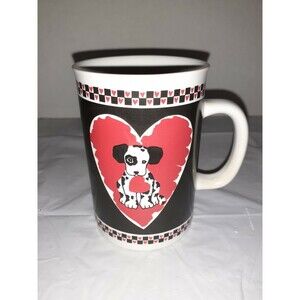 Dalmation and Heart Black And Red Coffee Mug Papel By Freelance